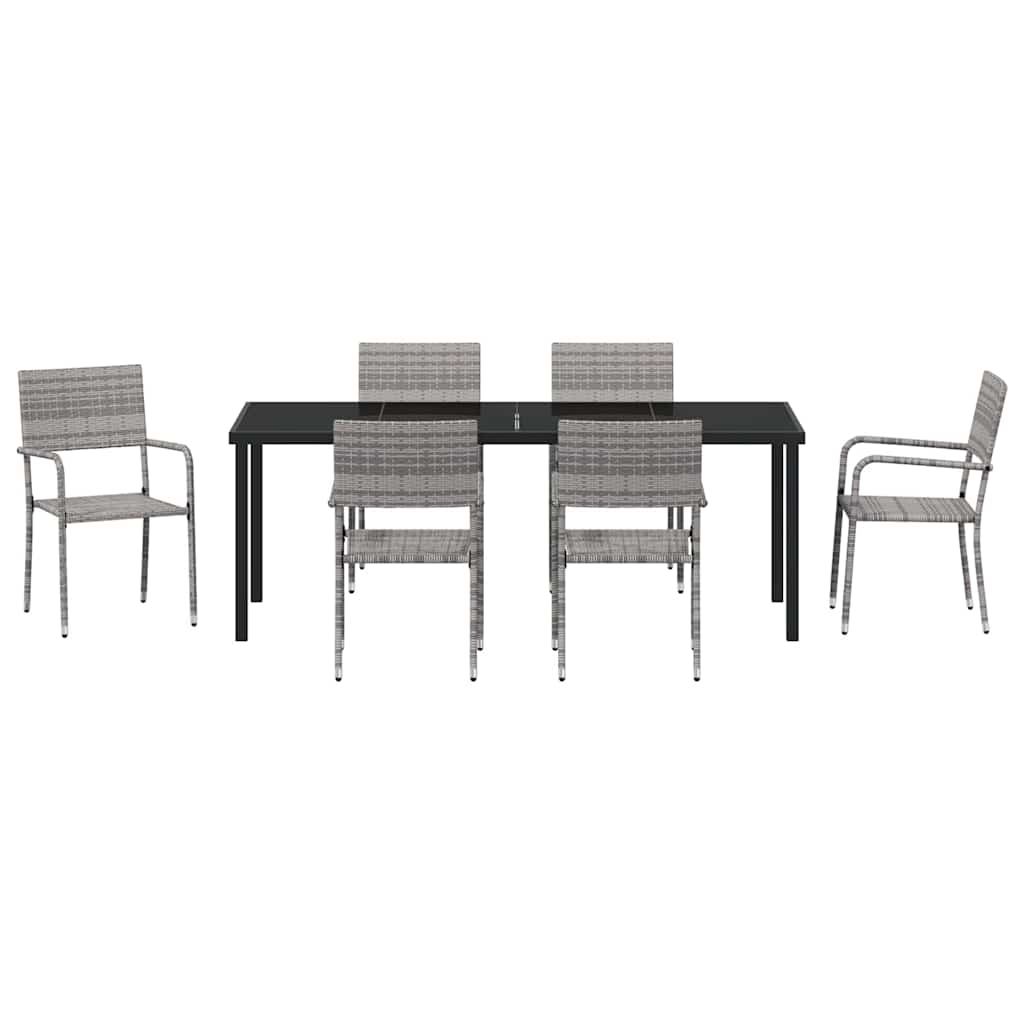 Have Spisebordssæt med pude 7 pcs Grå polyrattan