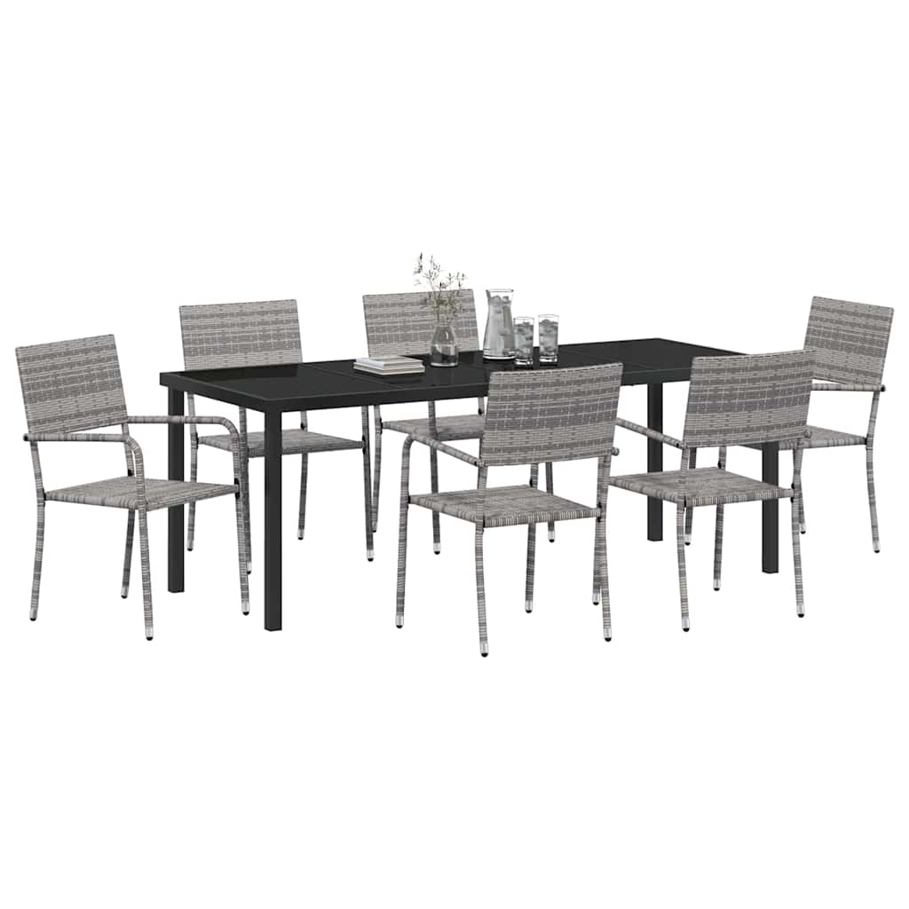 Have Spisebordssæt med pude 7 pcs Grå polyrattan