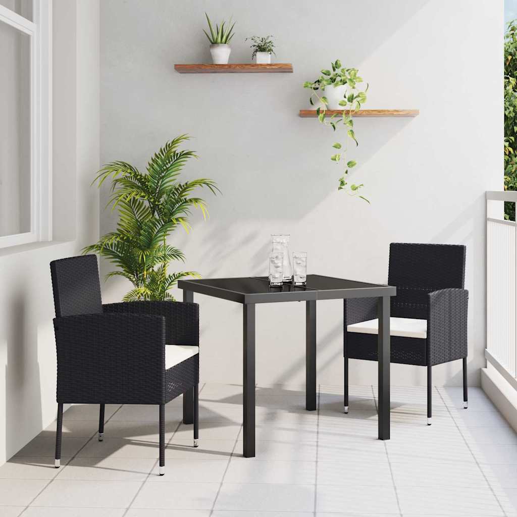 Have Spisebordssæt med pude 3 pcs Sort polyrattan