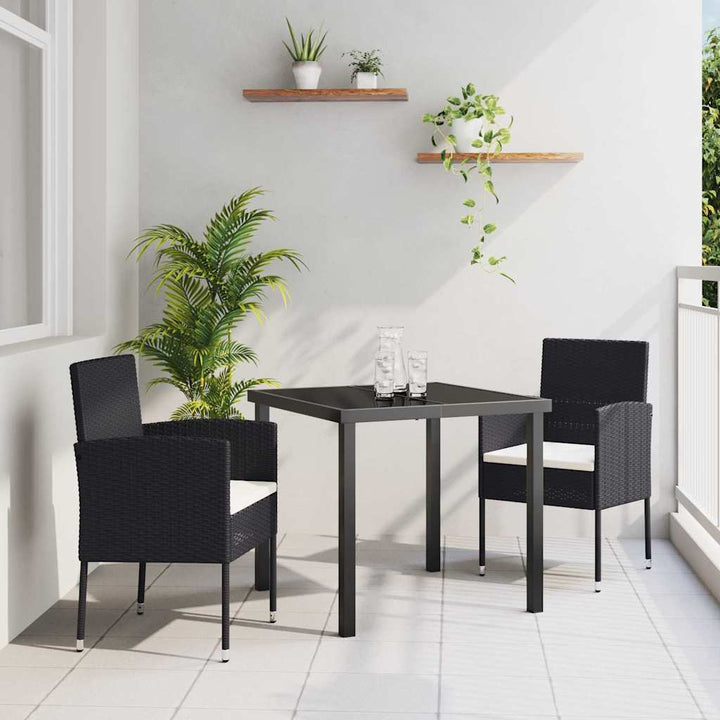 Have Spisebordssæt med pude 3 pcs Sort polyrattan