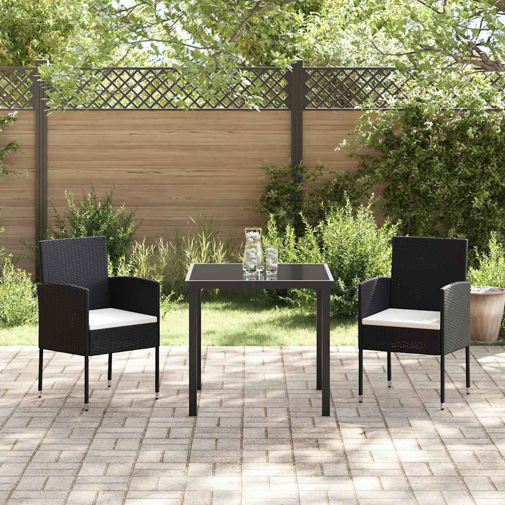 Have Spisebordssæt med pude 3 pcs Sort polyrattan