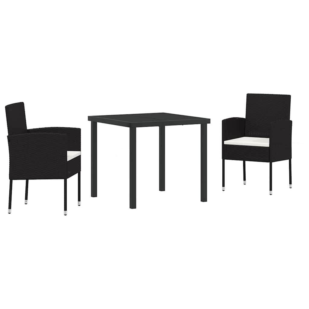 Have Spisebordssæt med pude 3 pcs Sort polyrattan