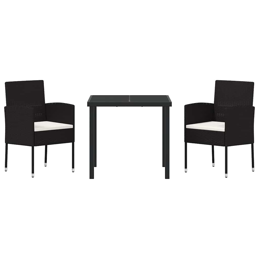 Have Spisebordssæt med pude 3 pcs Sort polyrattan