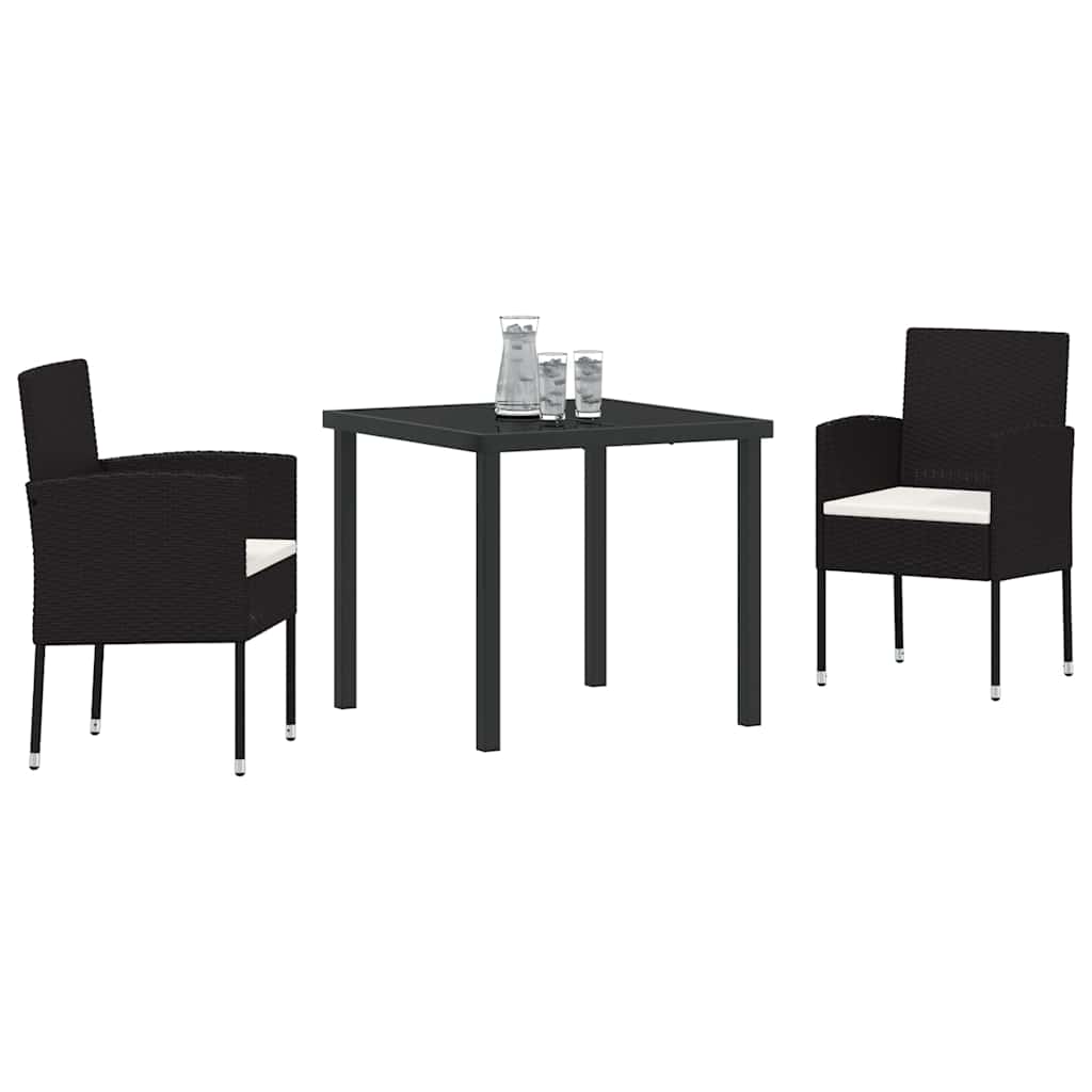Have Spisebordssæt med pude 3 pcs Sort polyrattan