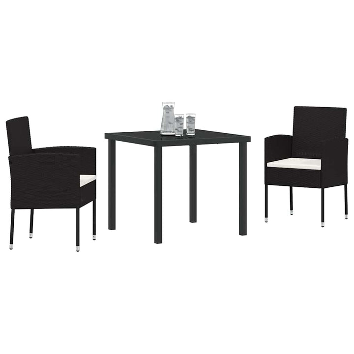 Have Spisebordssæt med pude 3 pcs Sort polyrattan