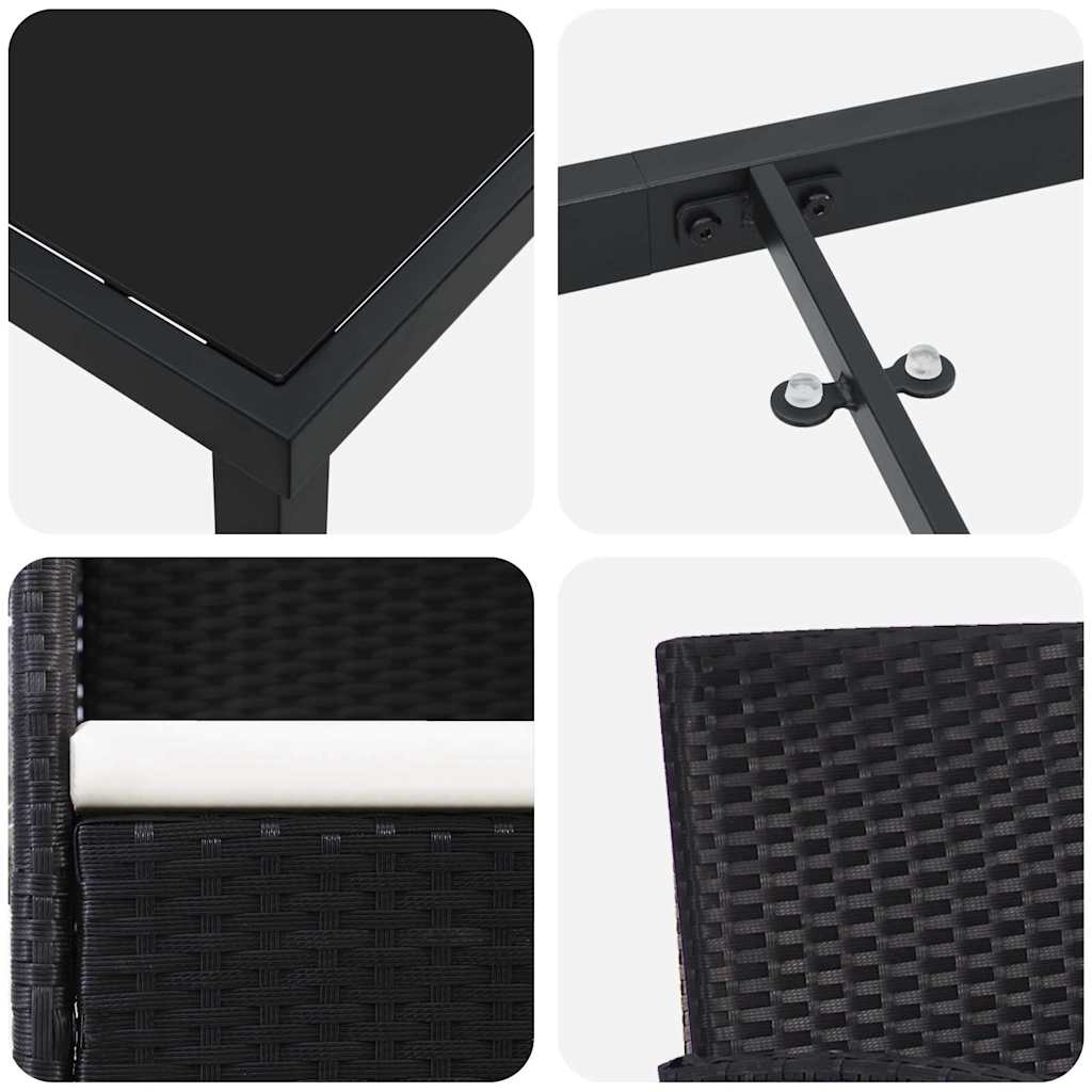 Have Spisebordssæt med pude 5 pcs Sort polyrattan