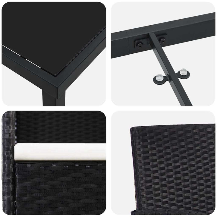 Have Spisebordssæt med pude 5 pcs Sort polyrattan