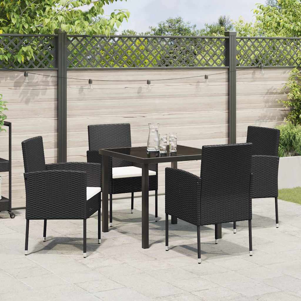 Have Spisebordssæt med pude 5 pcs Sort polyrattan