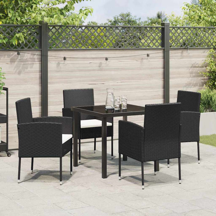 Have Spisebordssæt med pude 5 pcs Sort polyrattan