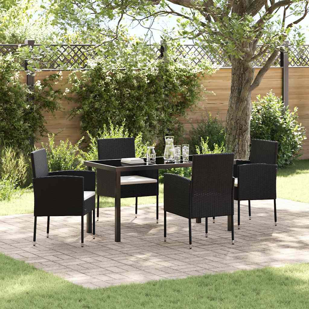 Have Spisebordssæt med pude 5 pcs Sort polyrattan