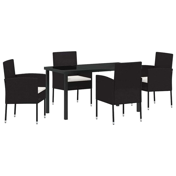 Have Spisebordssæt med pude 5 pcs Sort polyrattan