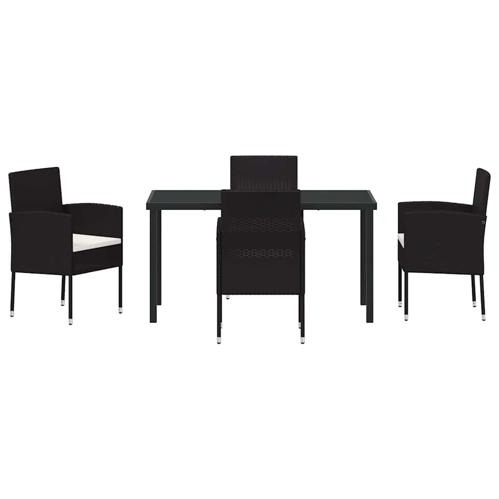 Have Spisebordssæt med pude 5 pcs Sort polyrattan