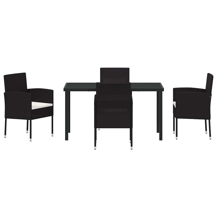 Have Spisebordssæt med pude 5 pcs Sort polyrattan