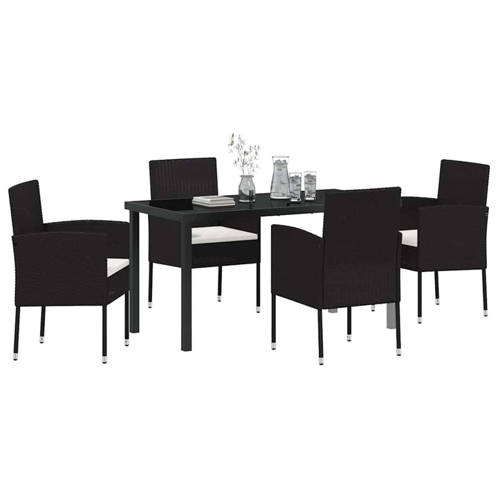 Have Spisebordssæt med pude 5 pcs Sort polyrattan