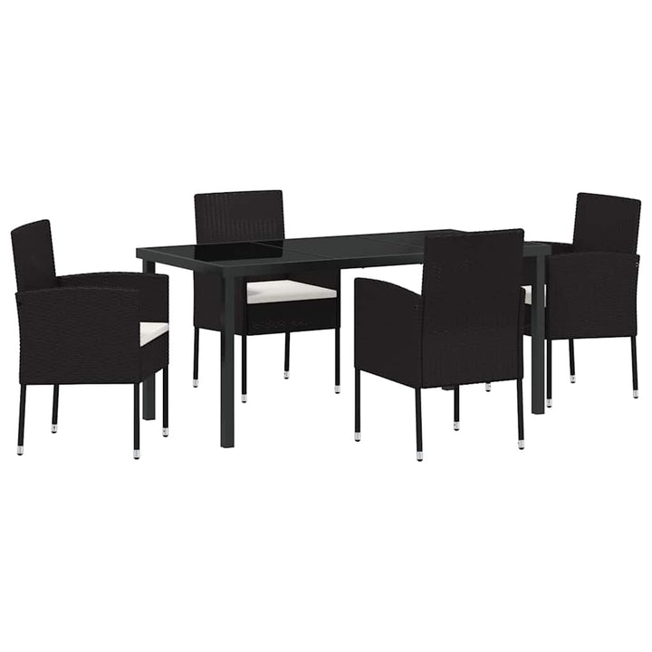 Have Spisebordssæt med pude 5 pcs Sort polyrattan