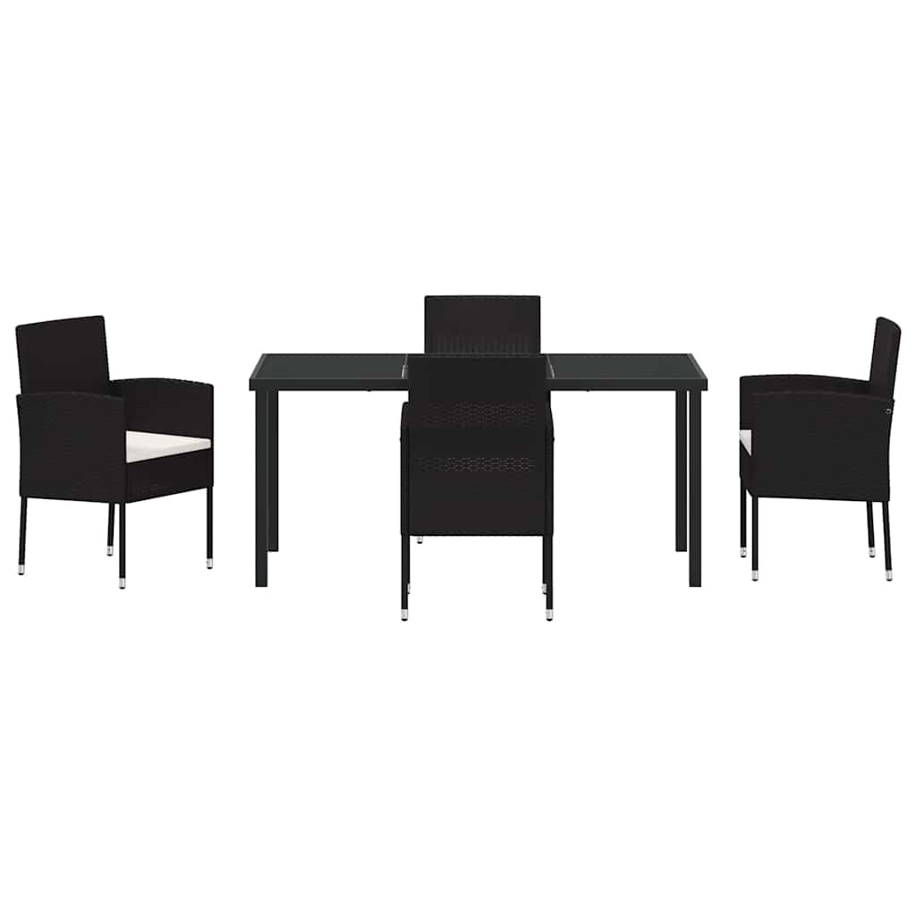 Have Spisebordssæt med pude 5 pcs Sort polyrattan