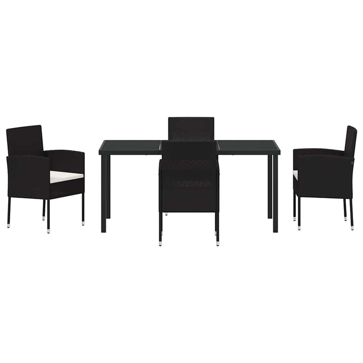 Have Spisebordssæt med pude 5 pcs Sort polyrattan