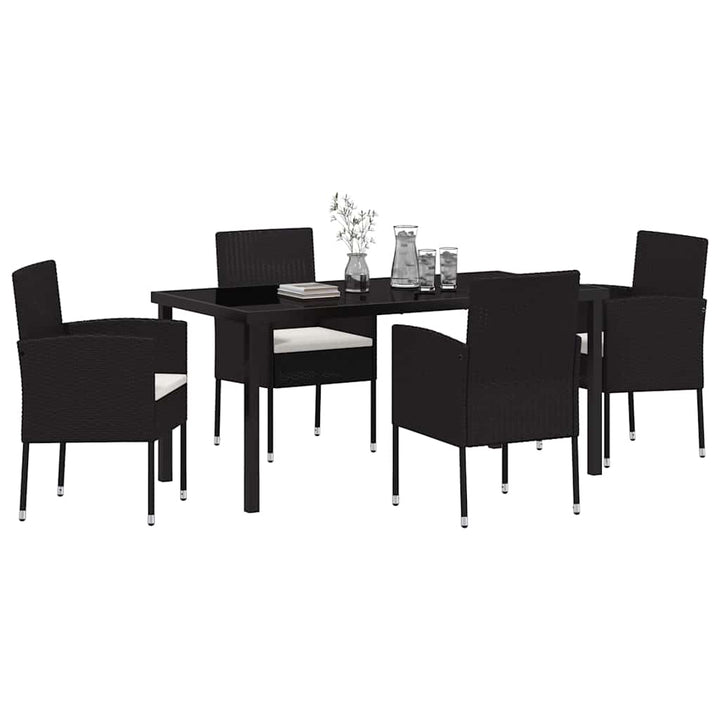 Have Spisebordssæt med pude 5 pcs Sort polyrattan