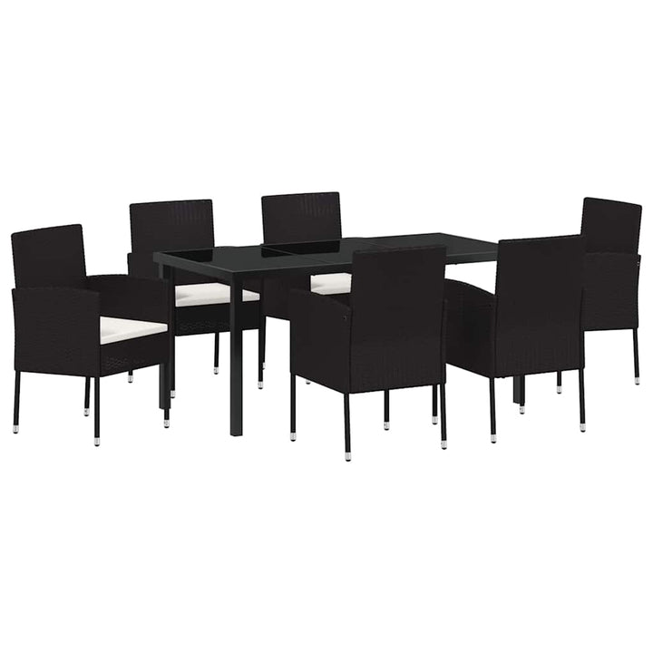 Have Spisebordssæt med pude 7 pcs Sort polyrattan
