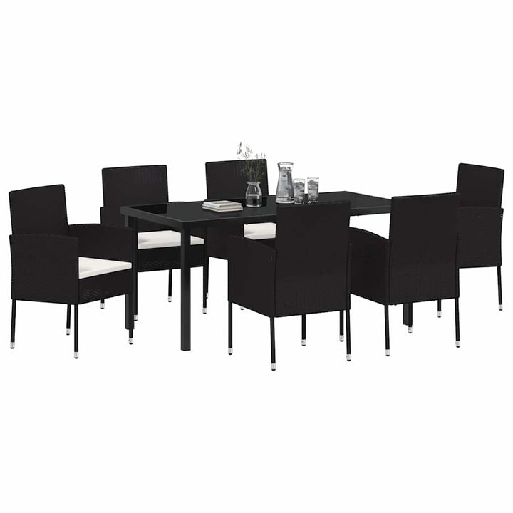 Have Spisebordssæt med pude 7 pcs Sort polyrattan