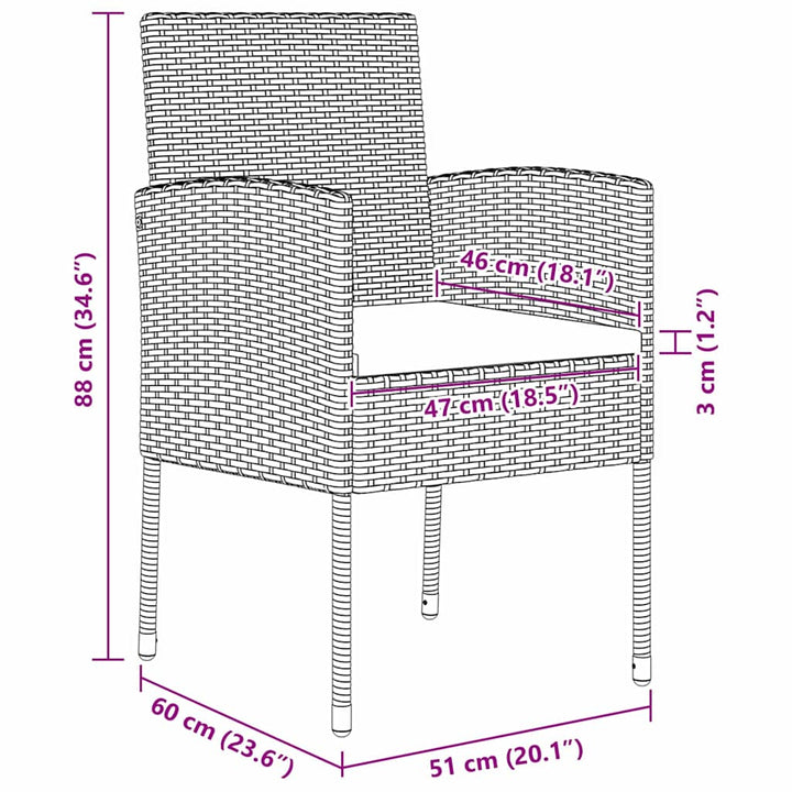 Have Spisebordssæt med pude 7 pcs Sort polyrattan
