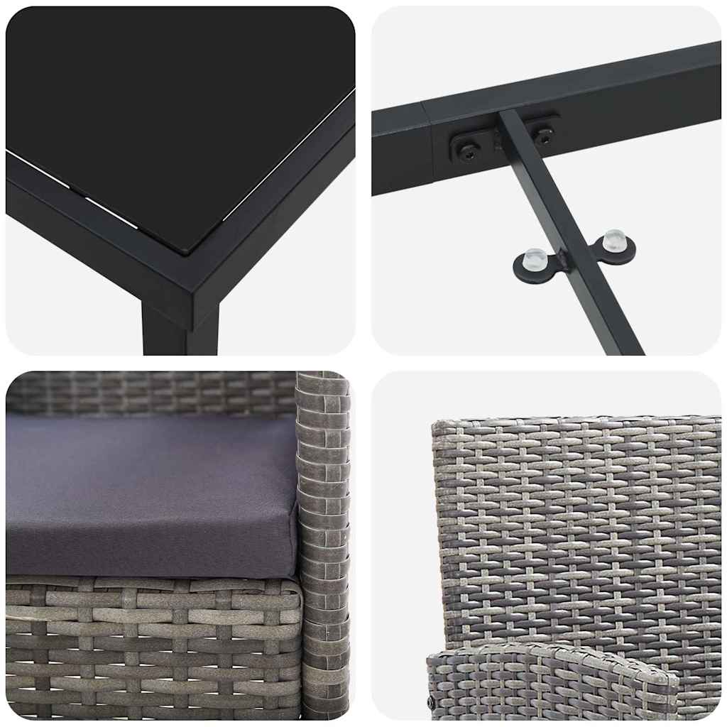 Have Spisebordssæt med pude 3 pcs Grå polyrattan