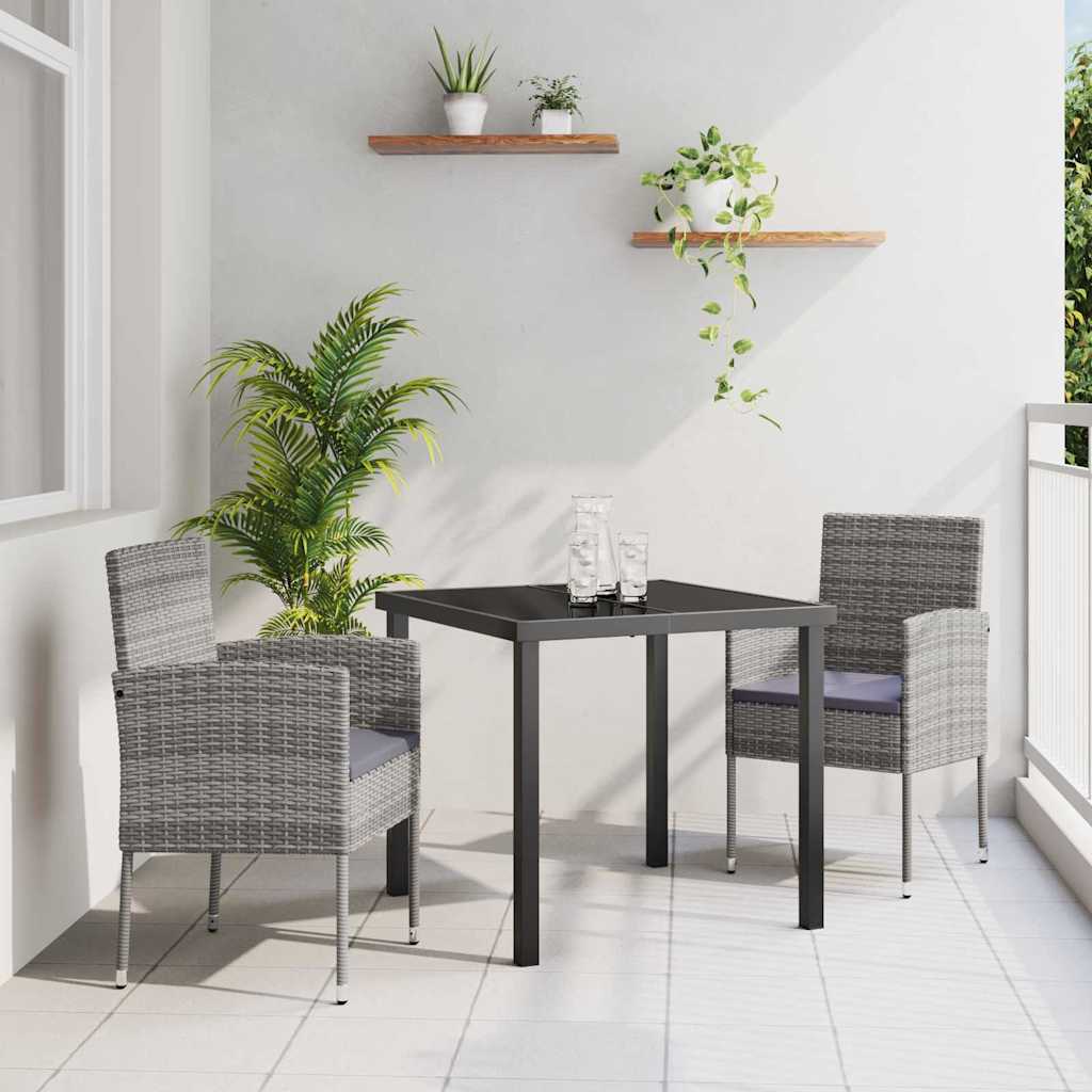 Have Spisebordssæt med pude 3 pcs Grå polyrattan