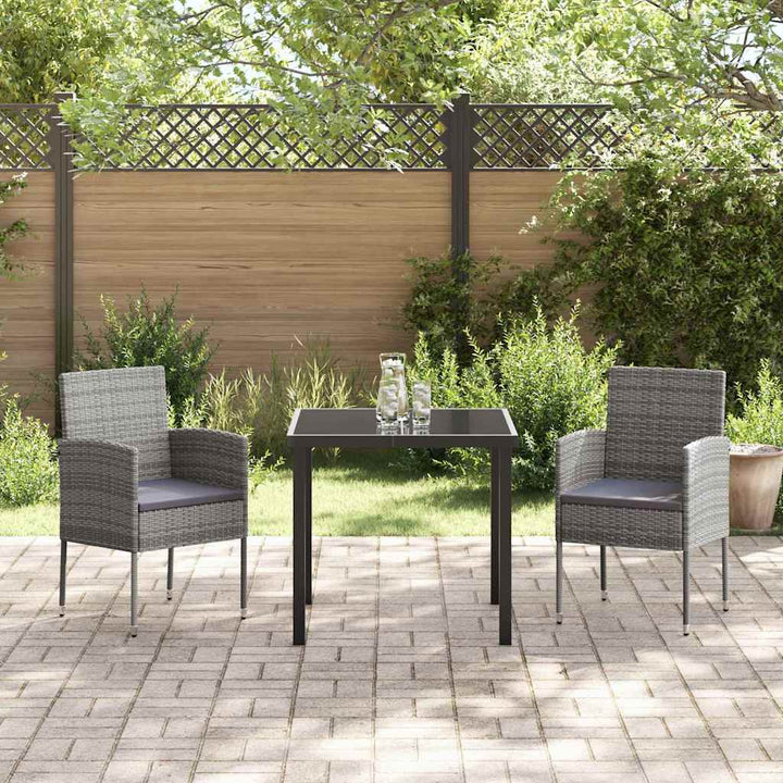 Have Spisebordssæt med pude 3 pcs Grå polyrattan