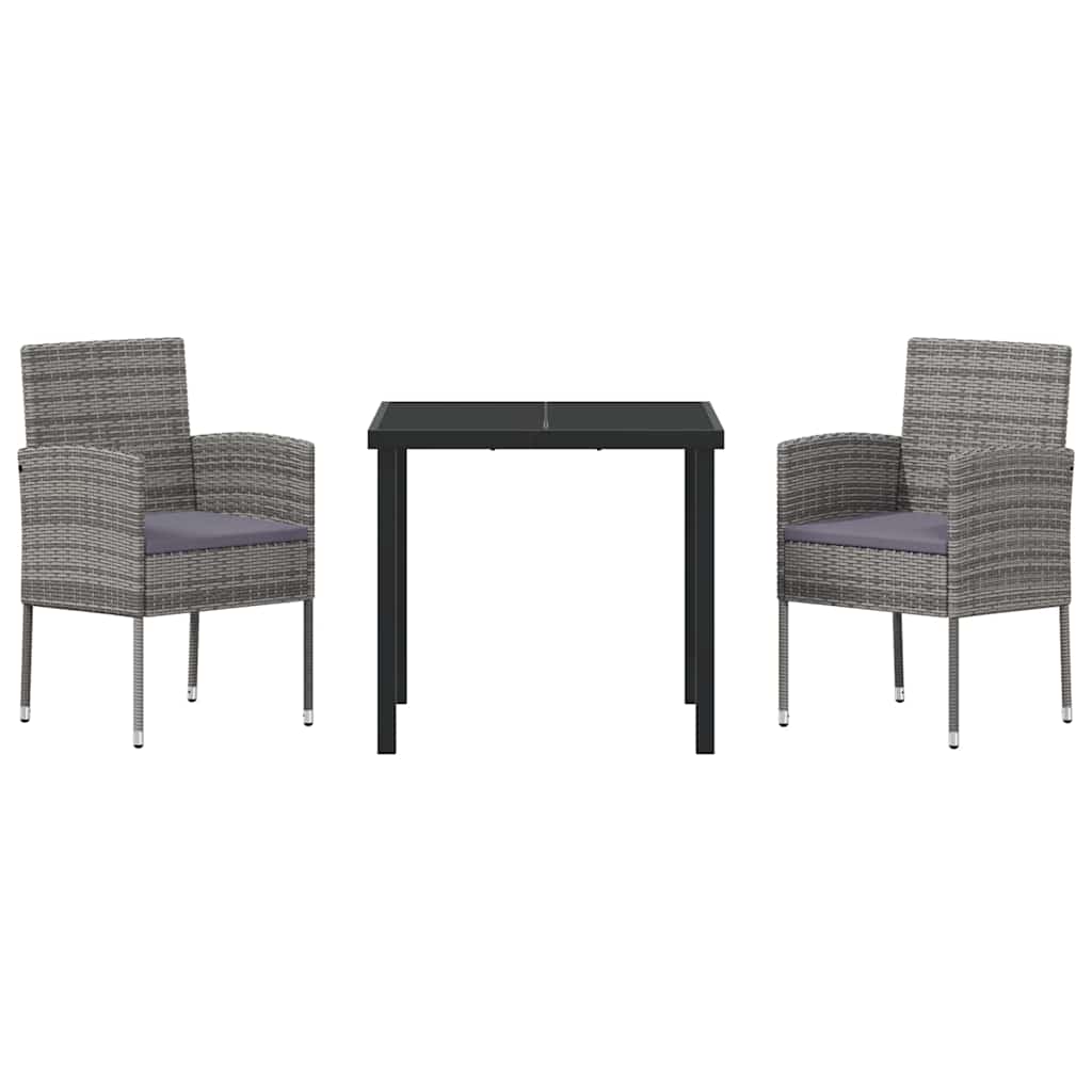 Have Spisebordssæt med pude 3 pcs Grå polyrattan