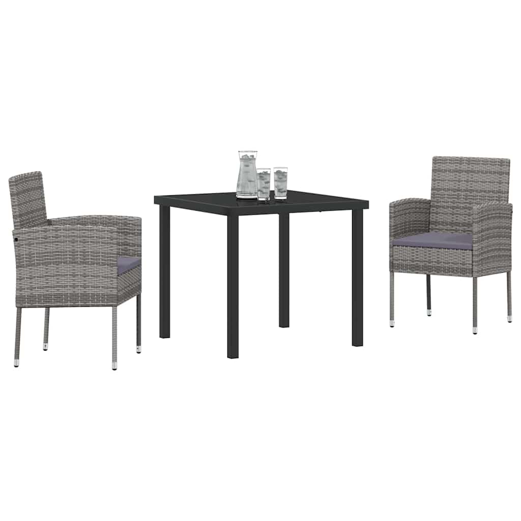 Have Spisebordssæt med pude 3 pcs Grå polyrattan