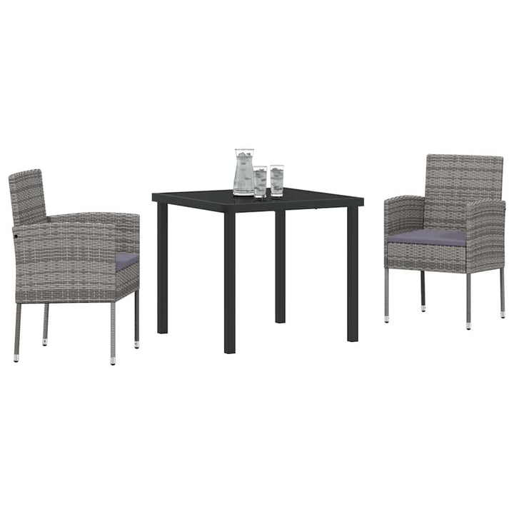 Have Spisebordssæt med pude 3 pcs Grå polyrattan