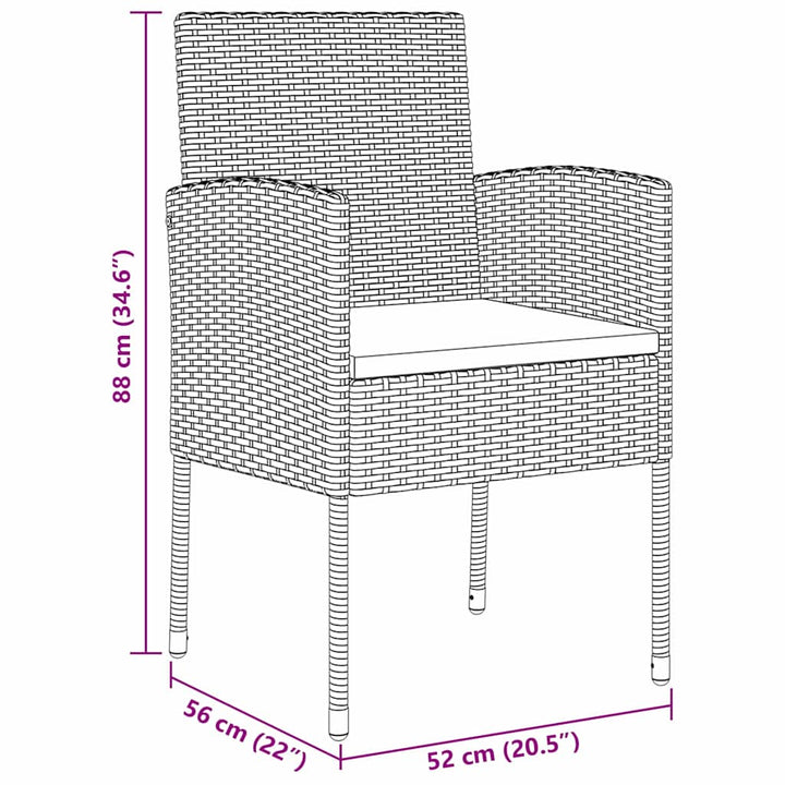 Have Spisebordssæt med pude 3 pcs Grå polyrattan