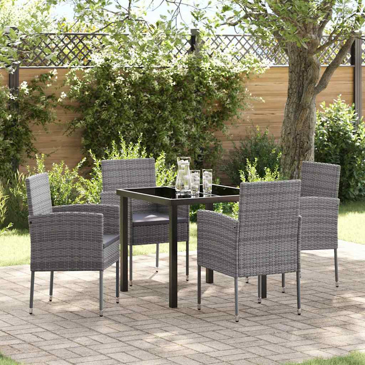 Have Spisebordssæt med pude 5 pcs Grå polyrattan