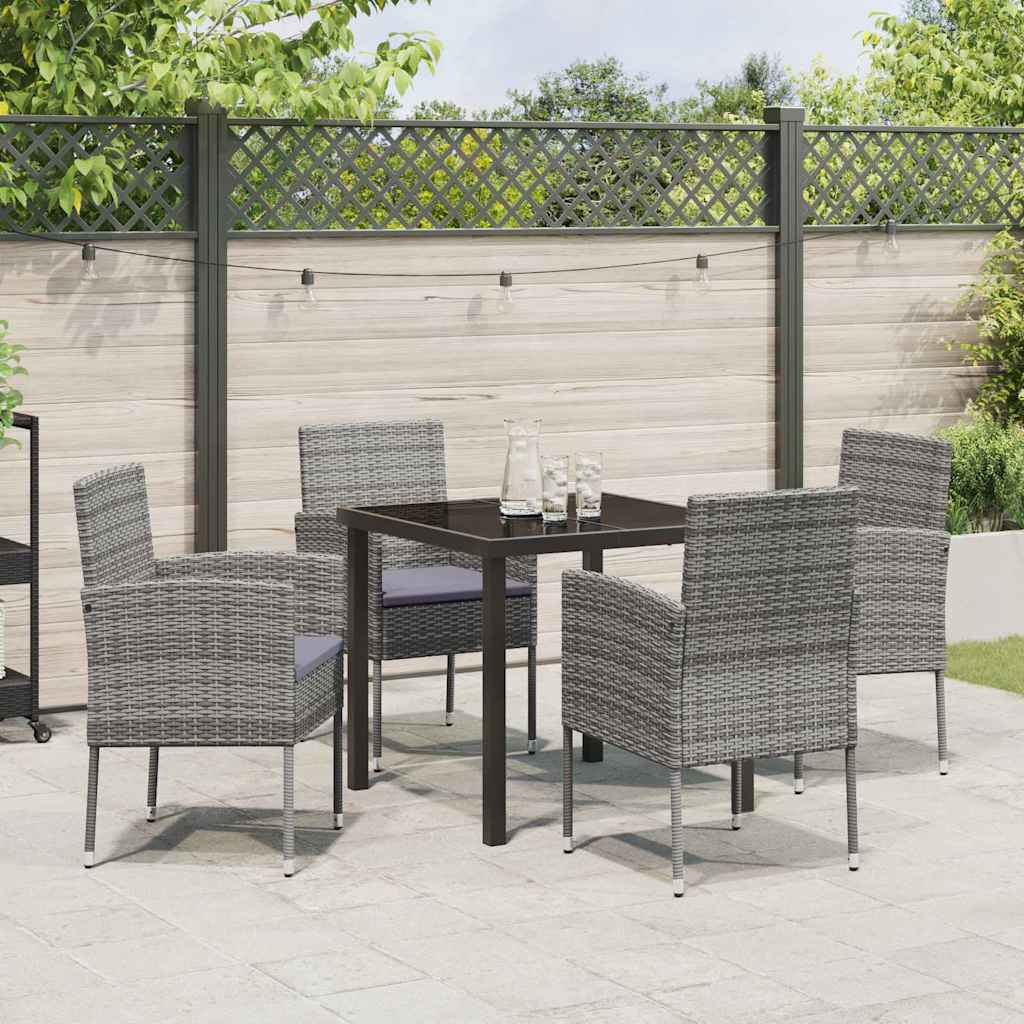Have Spisebordssæt med pude 5 pcs Grå polyrattan