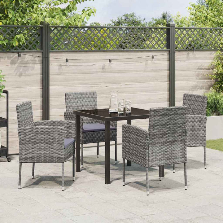 Have Spisebordssæt med pude 5 pcs Grå polyrattan