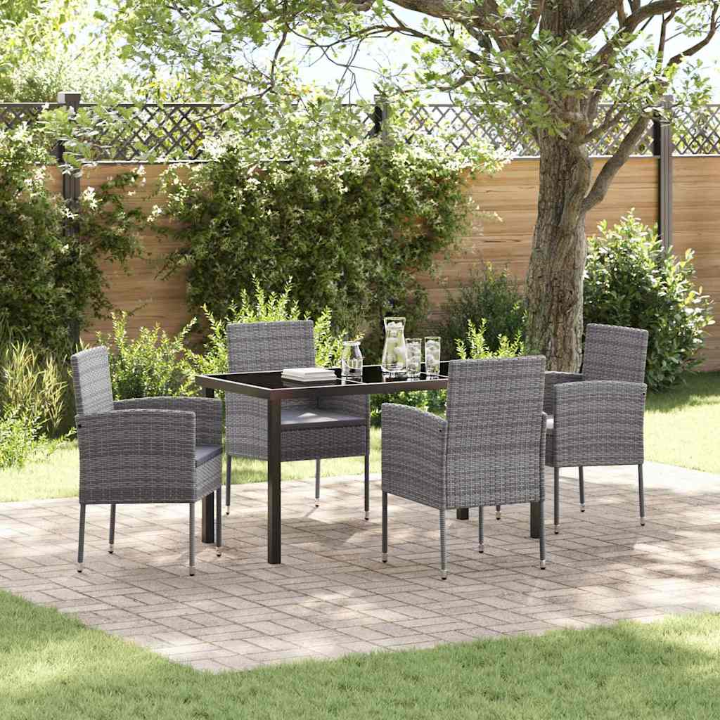Have Spisebordssæt med pude 5 pcs Grå polyrattan