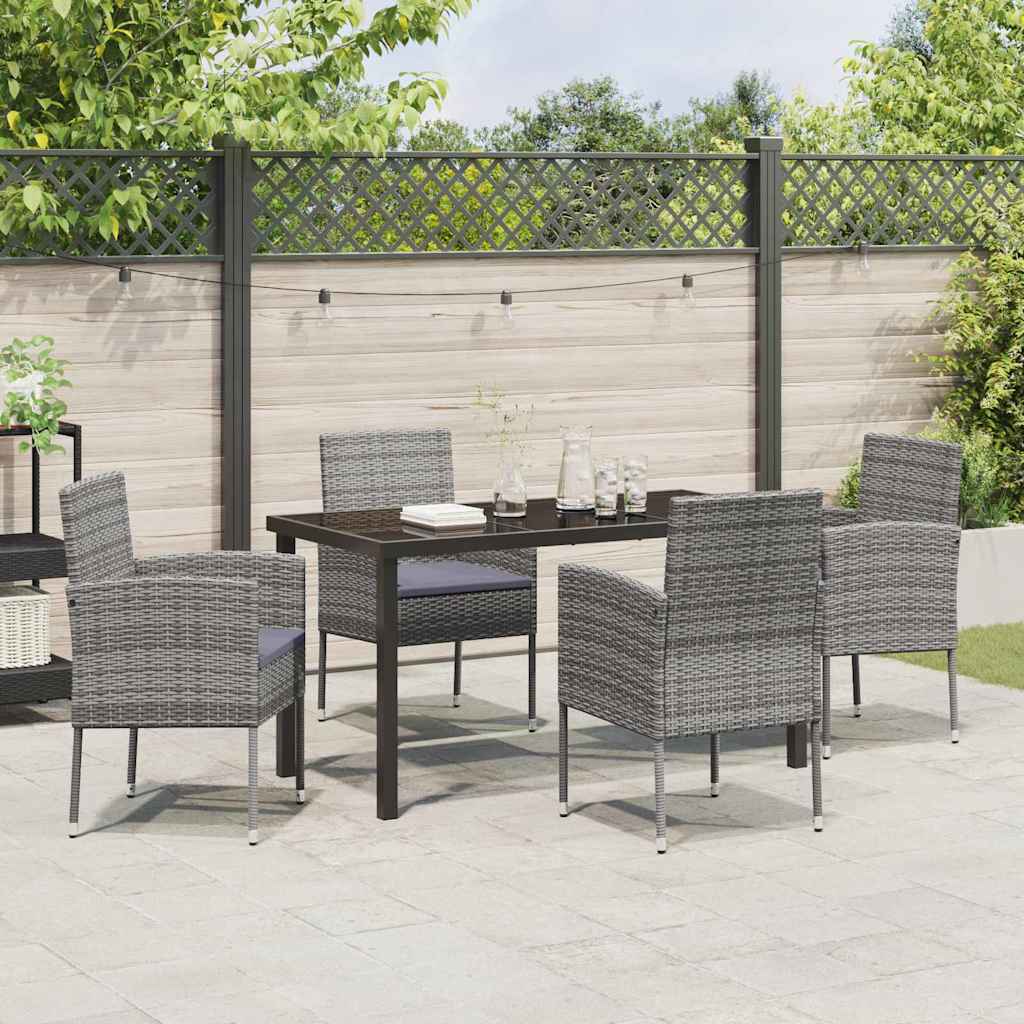 Have Spisebordssæt med pude 5 pcs Grå polyrattan