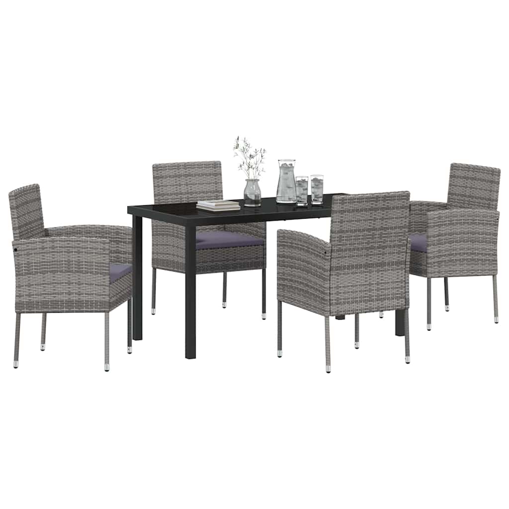 Have Spisebordssæt med pude 5 pcs Grå polyrattan
