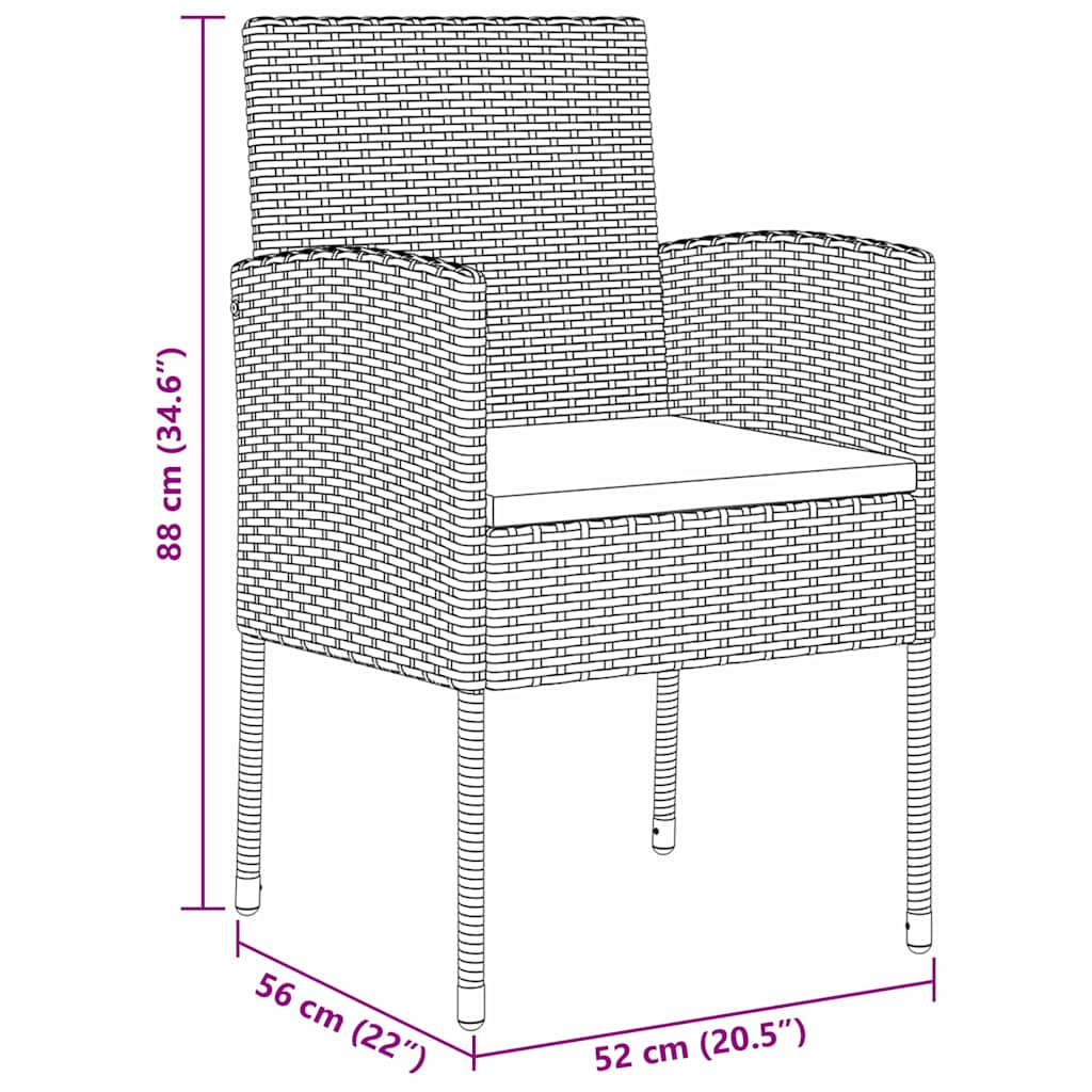Have Spisebordssæt med pude 5 pcs Grå polyrattan