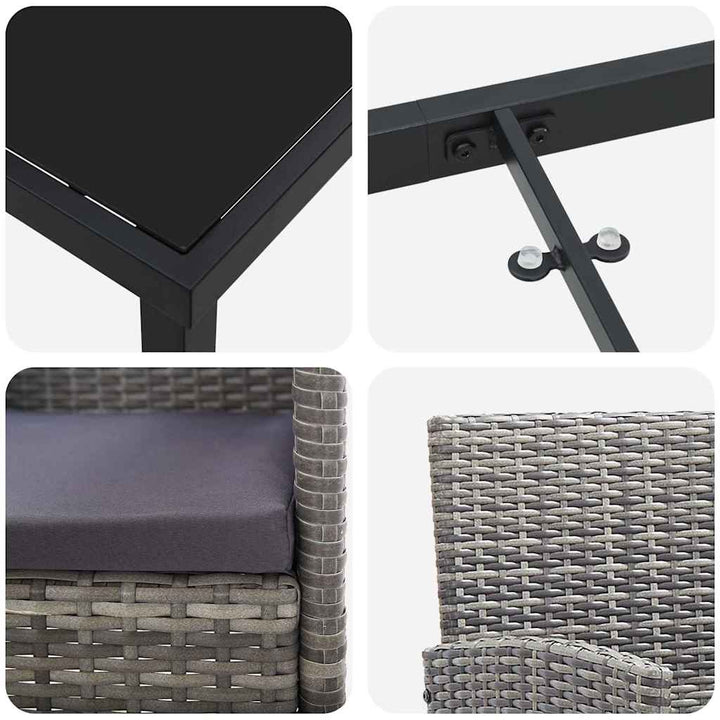 Have Spisebordssæt med pude 5 pcs Grå polyrattan