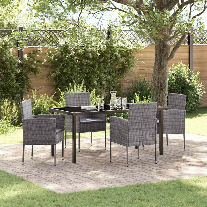 Have Spisebordssæt med pude 5 pcs Grå polyrattan