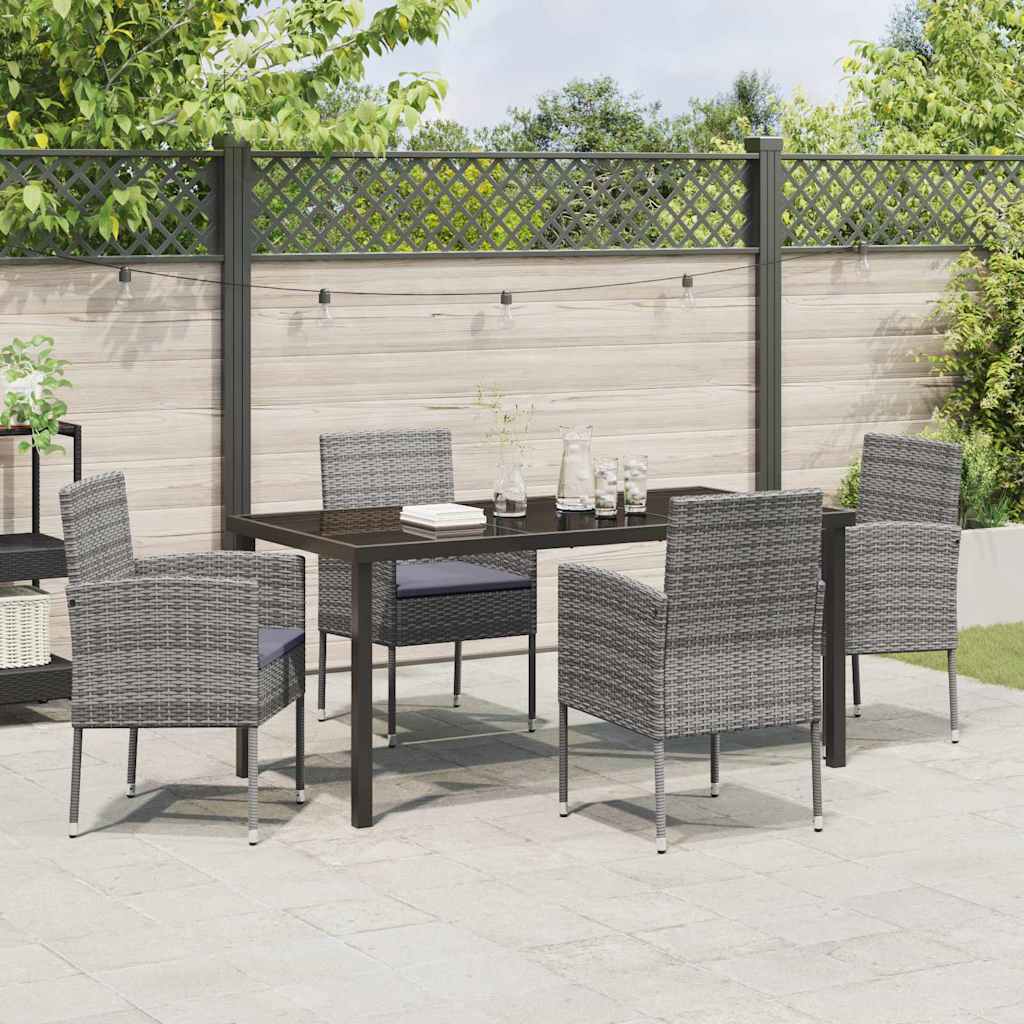 Have Spisebordssæt med pude 5 pcs Grå polyrattan