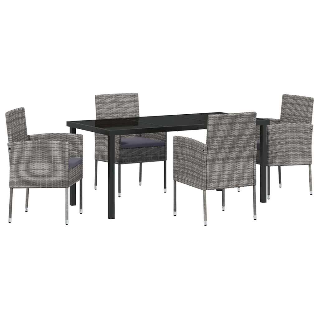 Have Spisebordssæt med pude 5 pcs Grå polyrattan