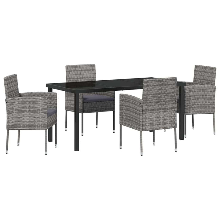 Have Spisebordssæt med pude 5 pcs Grå polyrattan