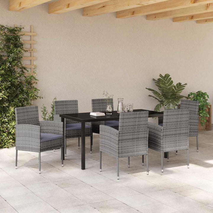 Have Spisebordssæt med pude 7 pcs Grå polyrattan