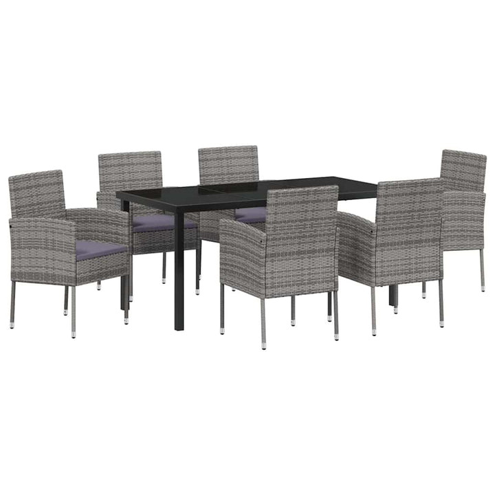Have Spisebordssæt med pude 7 pcs Grå polyrattan
