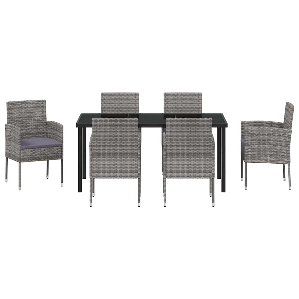 Have Spisebordssæt med pude 7 pcs Grå polyrattan