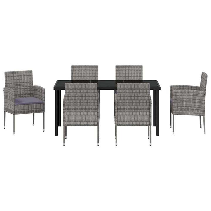 Have Spisebordssæt med pude 7 pcs Grå polyrattan