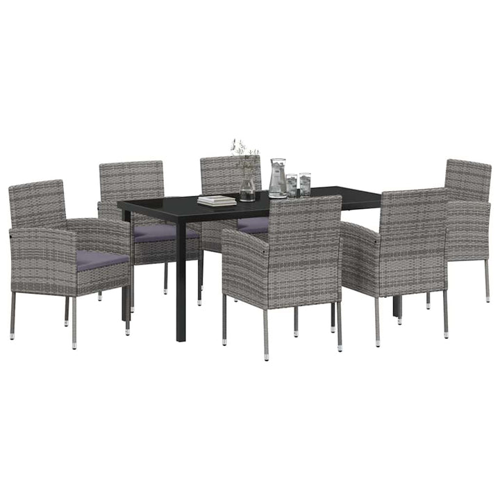 Have Spisebordssæt med pude 7 pcs Grå polyrattan