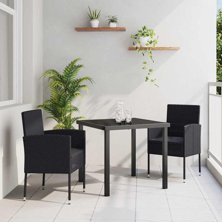 Have Spisebordssæt med pude 3 pcs Sort polyrattan